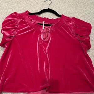 Free People Pink Velvet Blouse